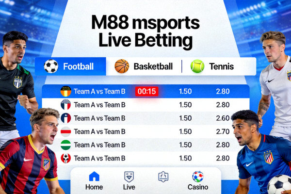Tampilan live betting M88 msports dengan odds yang diperbarui secara real-time